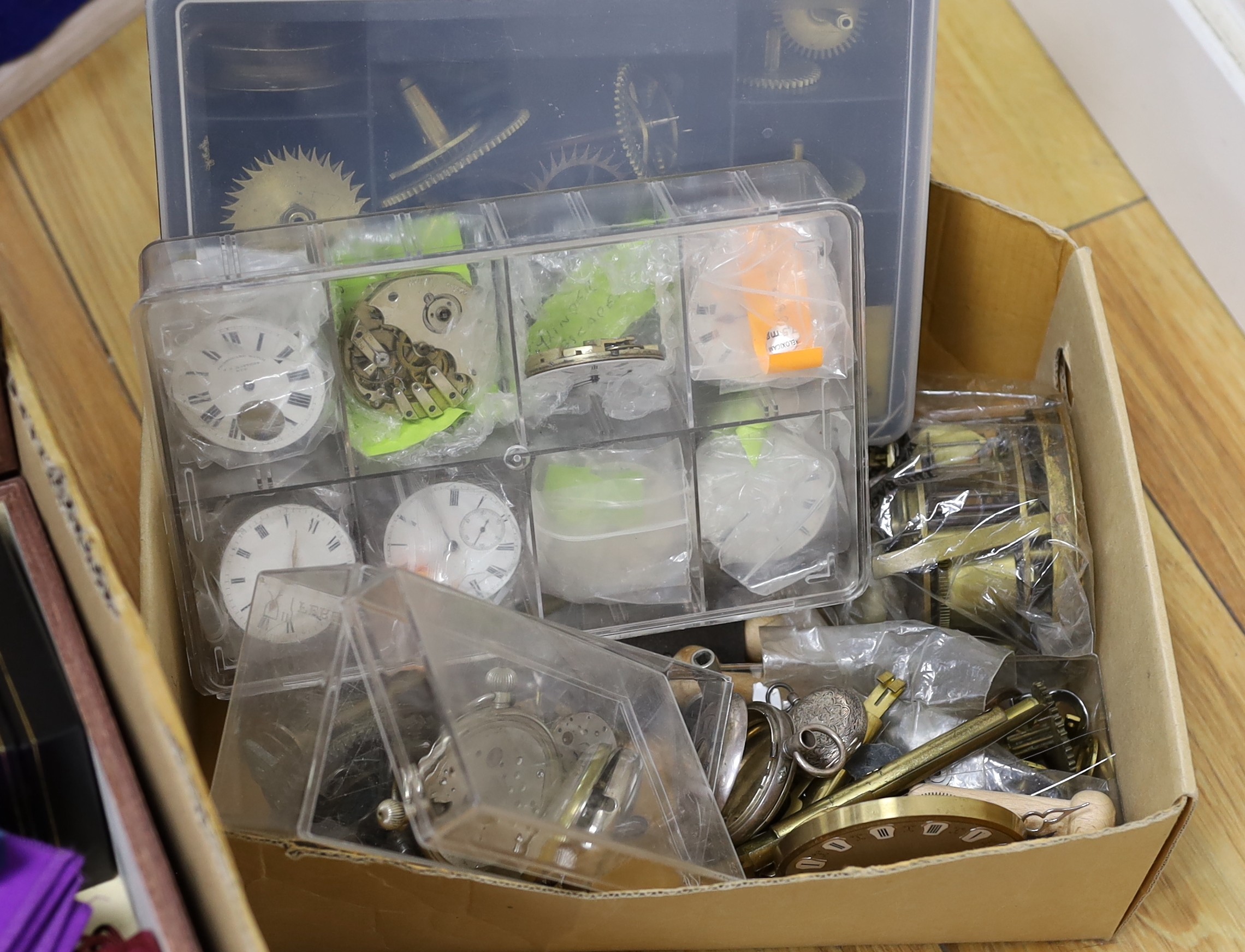 A collection of assorted watches including gold plated half hunter, three gold plated pocket watches, sundry pocket and stop watches including Waltham, assorted minor wrist watches and sundries, together with loose movem